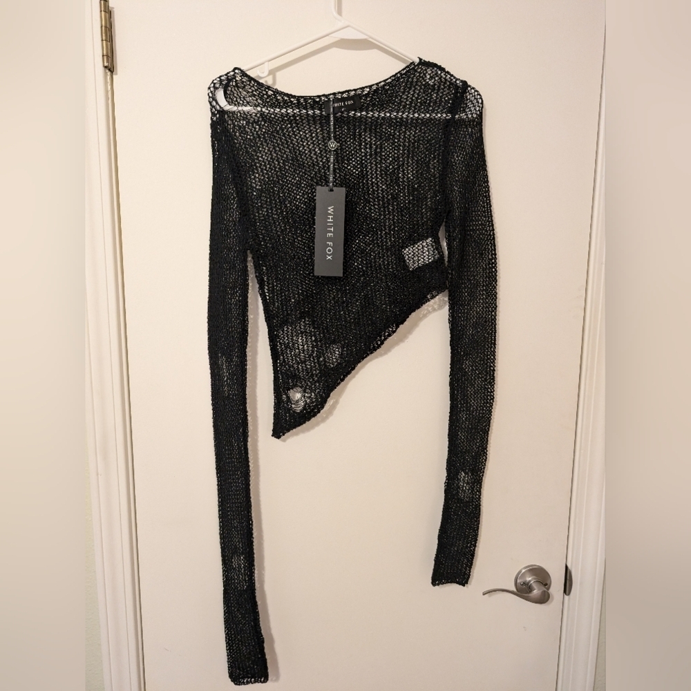 White Fox Boutique Black Mesh Top